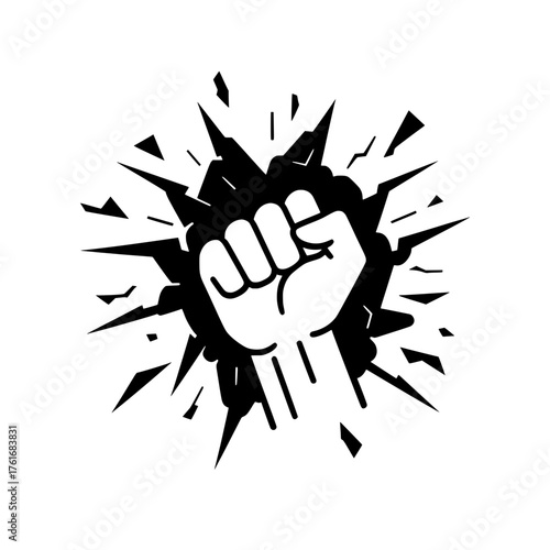 Fist Punching Through Wall Protest Symbol
