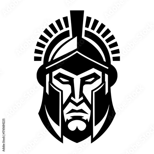 Spartan Warrior or Ancient Greek Gladiator Head Logo - Symbol of Courage