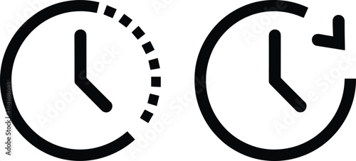 Analog clock time concept, countdown transition, time management icon, reset symbol, scheduling idea, productivity planning, vector illustration, flat design