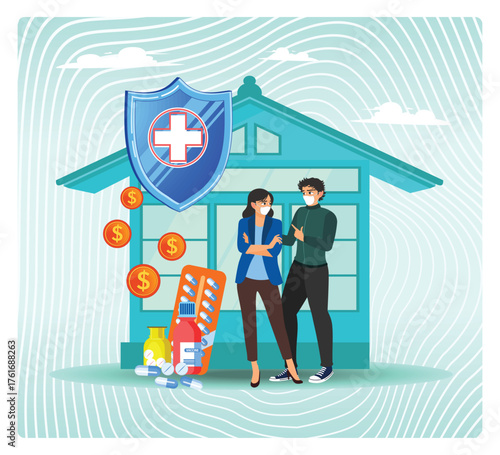 Emergency Support Fund. Healthy Home Insurance with Couple Outside Clinic.