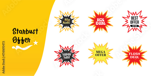 Starburst offer sale labels with discount text