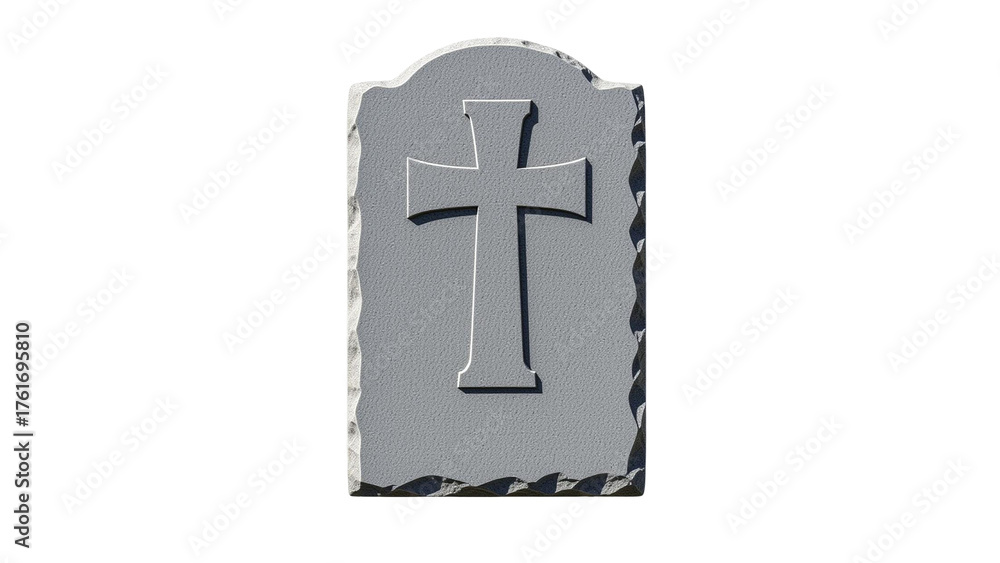Obraz premium Gravestone with Cross Engraving – Tombstone Monument Isolated on Transparent Background 🔹 وجہِ بہترین ہونے کی: