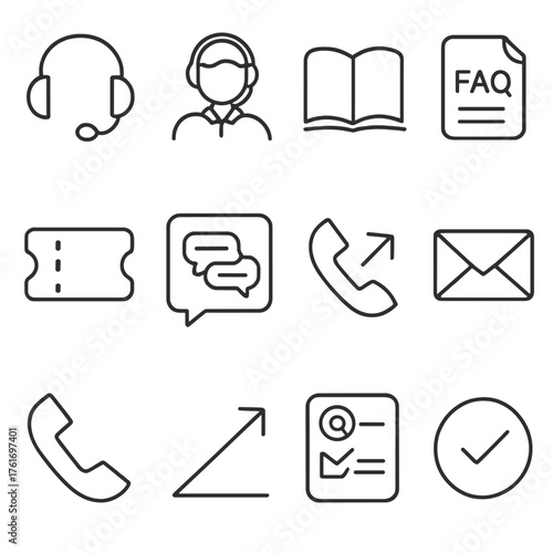 Customer Support Icons. Outline icon set of refund notification: email alert, SMS alert, push notification, in