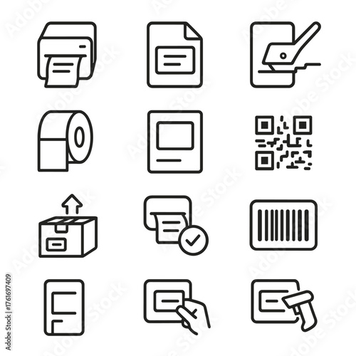 Exchange Label Icons. Outline icon set of partial refund flows: refund percentage, partial amount, invoice