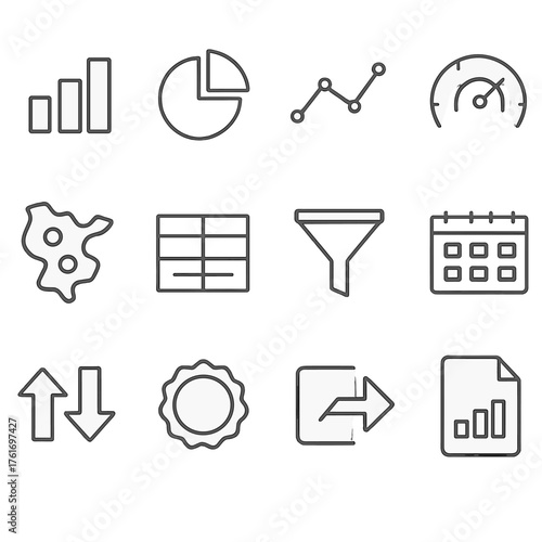 Return Analytics Icons. Outline icon set of manual refund: hand icon, approval badge, form fill, signature