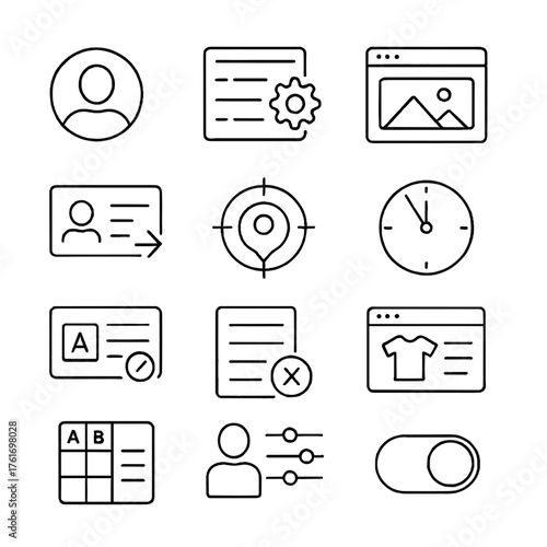 Personalization Icon Set. Outline icon set of personalization: user profile, segment rule, recommendation