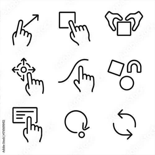Иконки Взаимодействия. Outline icon set of architecture and design: scale model, floor plan, measurement tool,