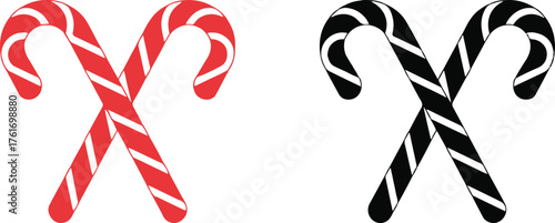 Candy cane icon, illustration. Christmas peppermint candy cane