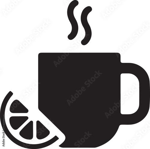 Hot Christmas drink glyph icon. Cafe sign. Mulled wine item. Happy new year decoration. Isolated vector illustration