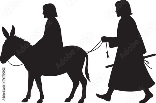 Mary and Joseph Christian Illustration Silhouettes