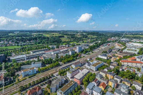 Tableau sur toile Ravensburg, zentrale Stadt der Region Bodensee-Oberschwaben aus der Vogelperspek