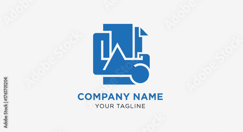 Abstract blue logo design with company name and tagline for branding.