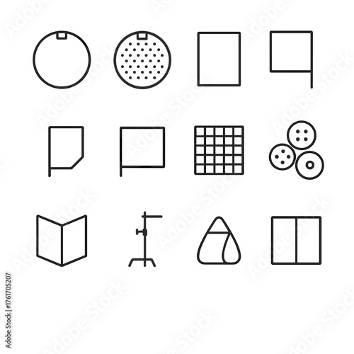 Reflectors and Flags Icons. Outline icon set of cables and connectors: HDMI cable, SDI cable, XLR cable, TRS