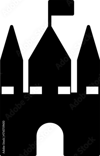 Принти на полотні Disney Castle Silhouette simple, Medieval Fortress Silhouette, Castle Tower with