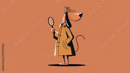 Dog Detective with Magnifying Glass