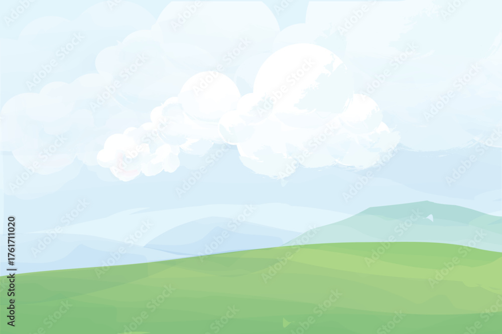 Obraz premium green hills under a cloudy sky