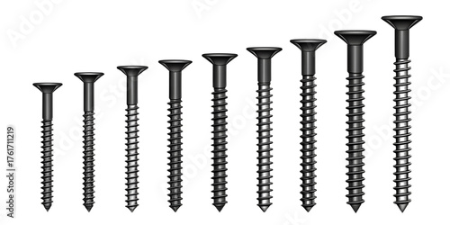 Various Screws Set Logo Vector – Black Outline Icons on Transparent Background