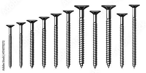 Various Screws Set Logo Vector – Black Outline Icons on Transparent Background
