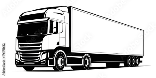 truck logo black outline icon on transparent background