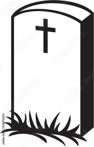 Grave Black and White. Vector Illustration.