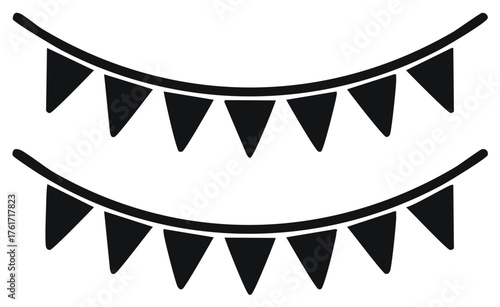 Minimalist Black Pennant Banners: Two String Flags for Party Decoration