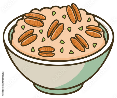 Rice Porridge Bowl with Toasted Nuts and Herbs Creamy Delight