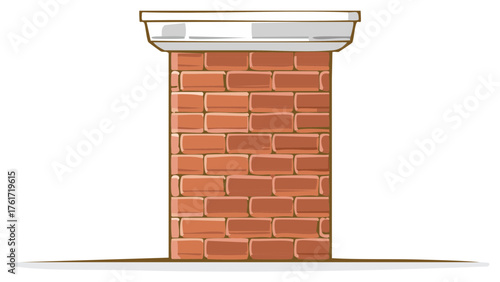 Classic red brick chimney with a white crown cartoon vector illustration