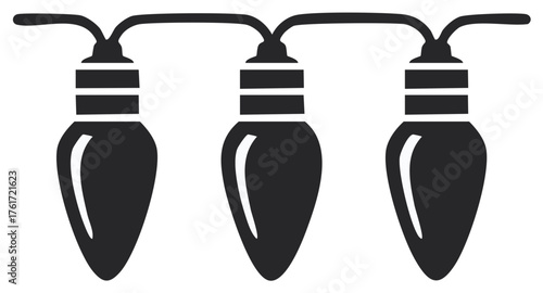 Elegant black and white string lights vector icon graphic for Christmas holiday celebration decoration design