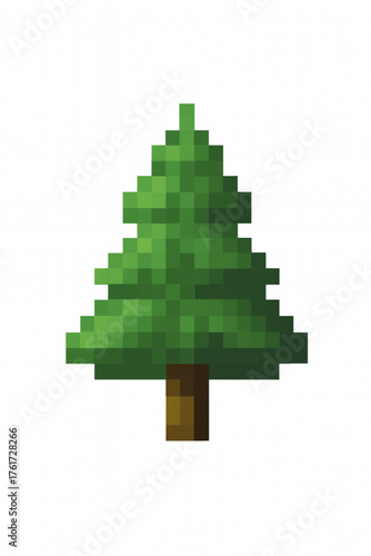 Stylized pixelated pine tree illustration perfect for retro games, festive designs, and creative art projects needing a touch of vintage charm