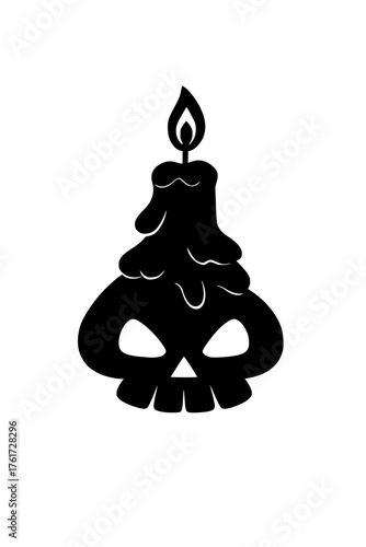 Spooky skull candle with dripping wax, perfect for Halloween decorations, eerie celebrations, and themed parties offering a touch of macabre elegance