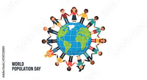 Global Unity and Diversity People Holding Hands Around the Earth