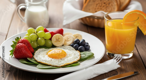 Healthy breakfast with yogurt and fruits
