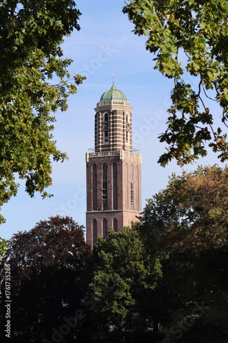 Tower De Peperbus in the city of Zwolle, the Netherlands. The tower is also called Basiliek van Onze Lieve Vrouw Tenhemelopneming
