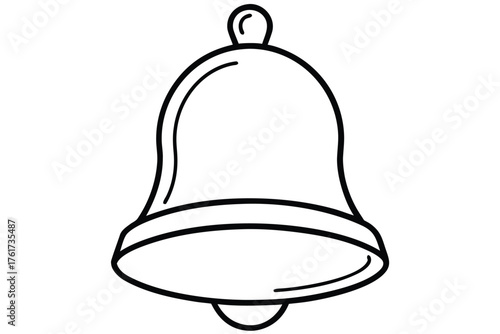 Illustration of a simple, outlined bell in black and white design