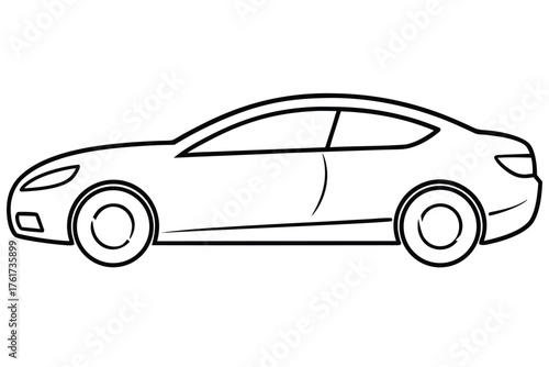 Detailed line drawing of a modern sports car in white background