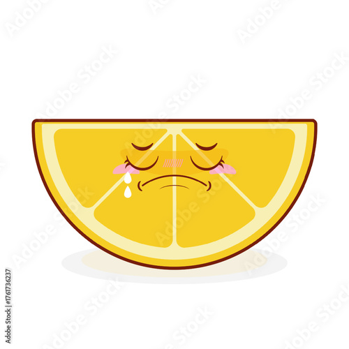 Slice lemon crying face cartoon cute