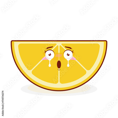 Slice lemon scared face cartoon cute