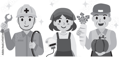 勤労感謝の日のイラスト　白黒