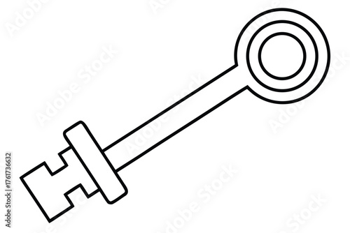 Stylized line art illustration of an old fashioned lever style key
