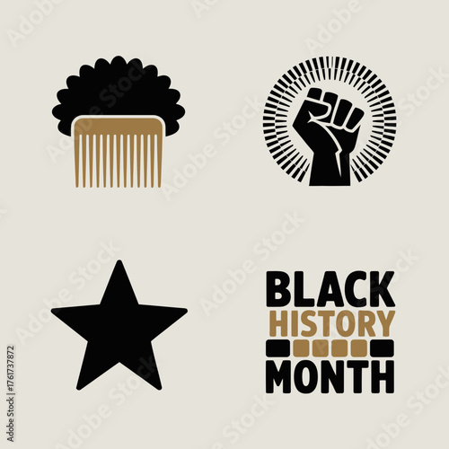 Black History Month Minimalist Icon Set
