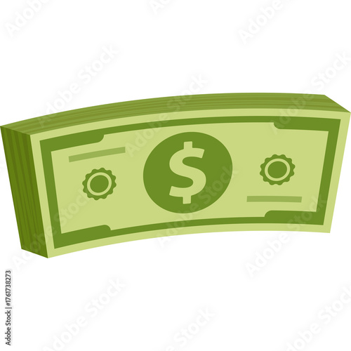 Stack Of Light Green Paper Money With A Dollar Sign On A Transparent Background