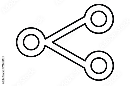 Share icon outline featuring three circles linked with lines on a white background