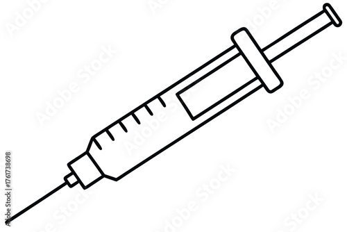 Black and white illustration of a hypodermic syringe used for injections