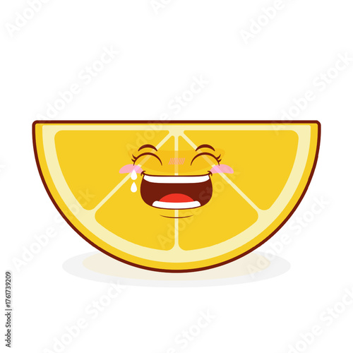 Slice lemon laughing face cartoon cute