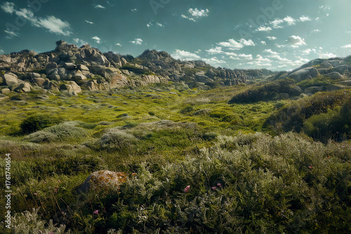 Vast green mountain landscape under a cloudy sky