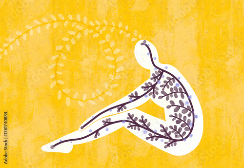 Nervous system represented by leaves and stems conceptual illustration