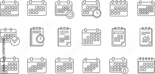 Calendar, Scheduling, and Time Management Line Icons Set