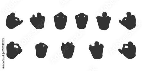 CAD Drawings. Silhouette Set of people isolated on white background. Sitting.Top view. Vector illustration.
