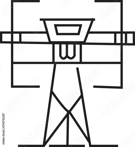 Minimalist Vector Line Art Icon of an Electricity Pylon or Industrial Communications Tower Structure
