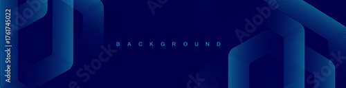 Digital hexagonal blue abstract background. Digital futuristic technology concept with hexagons. Geometric stripe line art design for poster, brochure, cover, banner, website, header